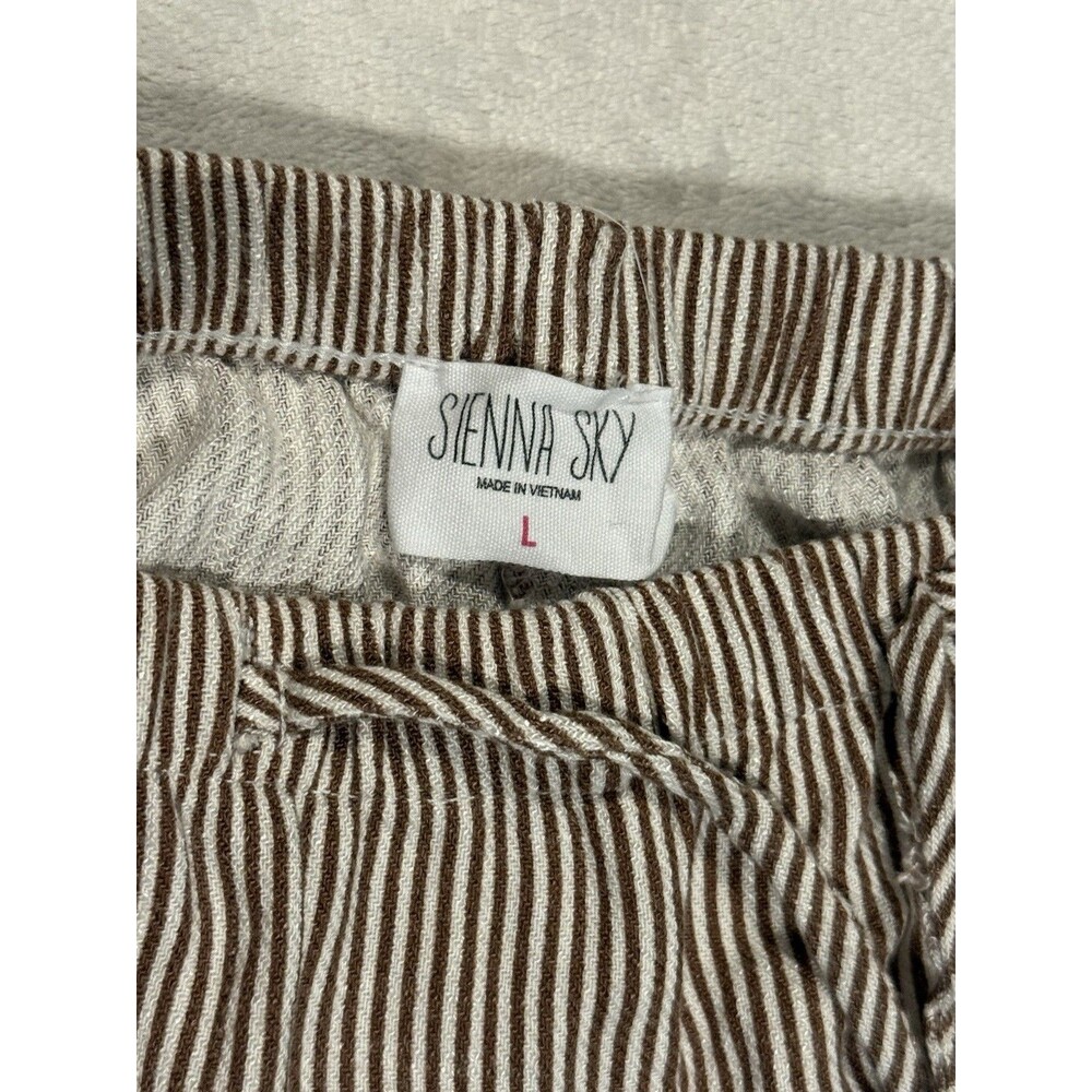 Sienna Sky Tan Brown Wide Leg, Elastic Waist, Boho Pants, Peasant, Size L - Picture 2 of 8